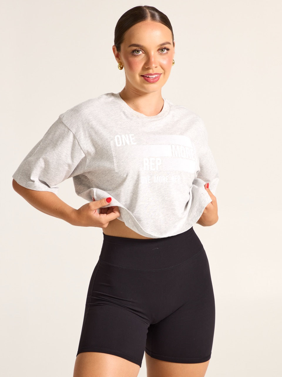 *PREORDER* Rep Crop Tee - Heather Grey