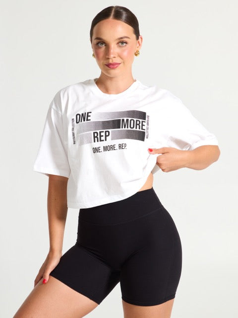 *PREORDER* Rep Crop Tee - White