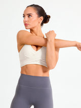 Thumbnail 2 of Candy Wrap Sports Bra - Oatmilk, 2 of 5