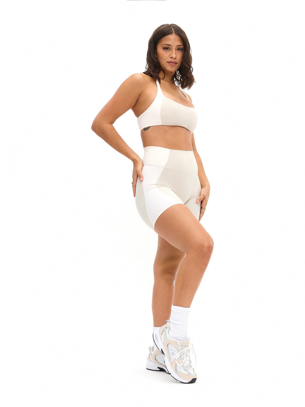 Aurora Sports Bra - Bone and Ivory