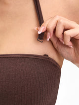 Thumbnail 4 of Seamless Ribbed Bandeau - Coffee, 4 of 5