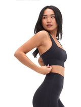 Thumbnail 3 of Dream Heather Square Neck Sports Bra - Onyx Black Heather, 3 of 5