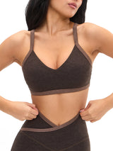 Thumbnail 1 of Dream Heather Contrast Sports Bra - Cold Brew and Grounds, 1 of 5