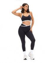 Thumbnail 2 of Dream Heather Contrast Sports Bra - Black and White, 2 of 5