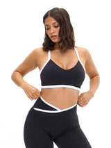 Thumbnail 1 of Dream Heather Contrast Sports Bra - Black and White, 1 of 5