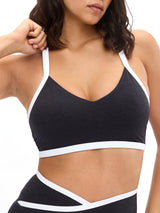 Thumbnail 3 of Dream Heather Contrast Sports Bra - Black and White, 3 of 5