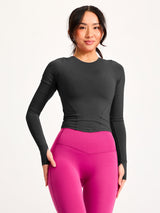 Thumbnail 3 of Halo Long Sleeve Baby Tee - Onyx Black, 3 of 5