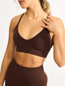 Plunge Seamless Sports Bra - Truffle