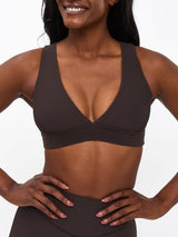Thumbnail 1 of Ribbed Deep V Sports Bra - Cold Brew, 1 of 4