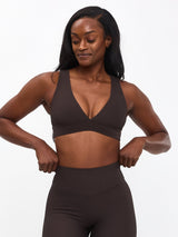 Thumbnail 4 of Ribbed Deep V Sports Bra - Cold Brew, 4 of 4