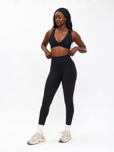 Thumbnail 4 of Ribbed Deep V Sports Bra - Onyx Black, 4 of 6