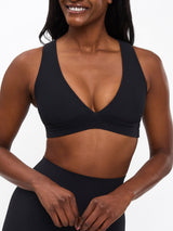 Thumbnail 1 of Ribbed Deep V Sports Bra - Onyx Black, 1 of 6