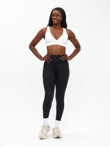 Thumbnail 3 of Ribbed Deep V Sports Bra - White, 3 of 6