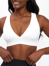 Thumbnail 5 of Ribbed Deep V Sports Bra - White, 5 of 6