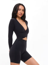 Thumbnail 1 of Poshknit Wrap Bodysuit - Onyx Black, 1 of 6
