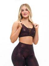 Thumbnail 1 of Spicy Sports Bra - Black Cherry Patent, 1 of 5