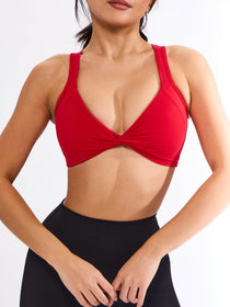Twisted Curve Sports Bra - Lipstick Red