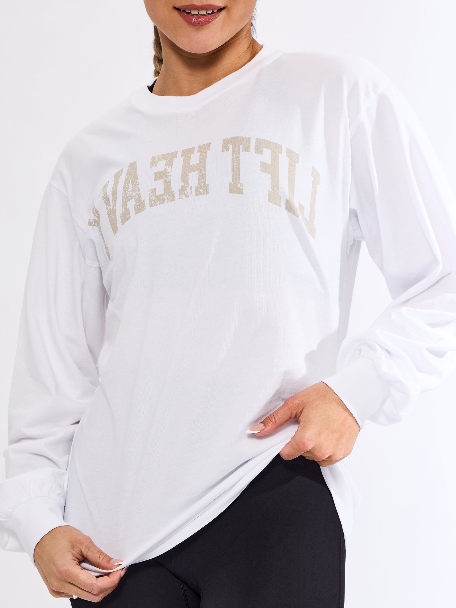 Selfie Long Sleeve Graphic Tee - White
