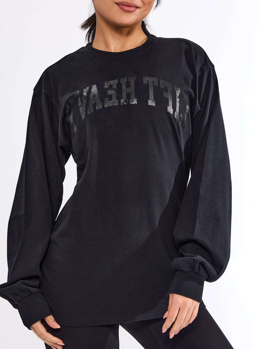 Selfie Long Sleeve Graphic Tee - Black