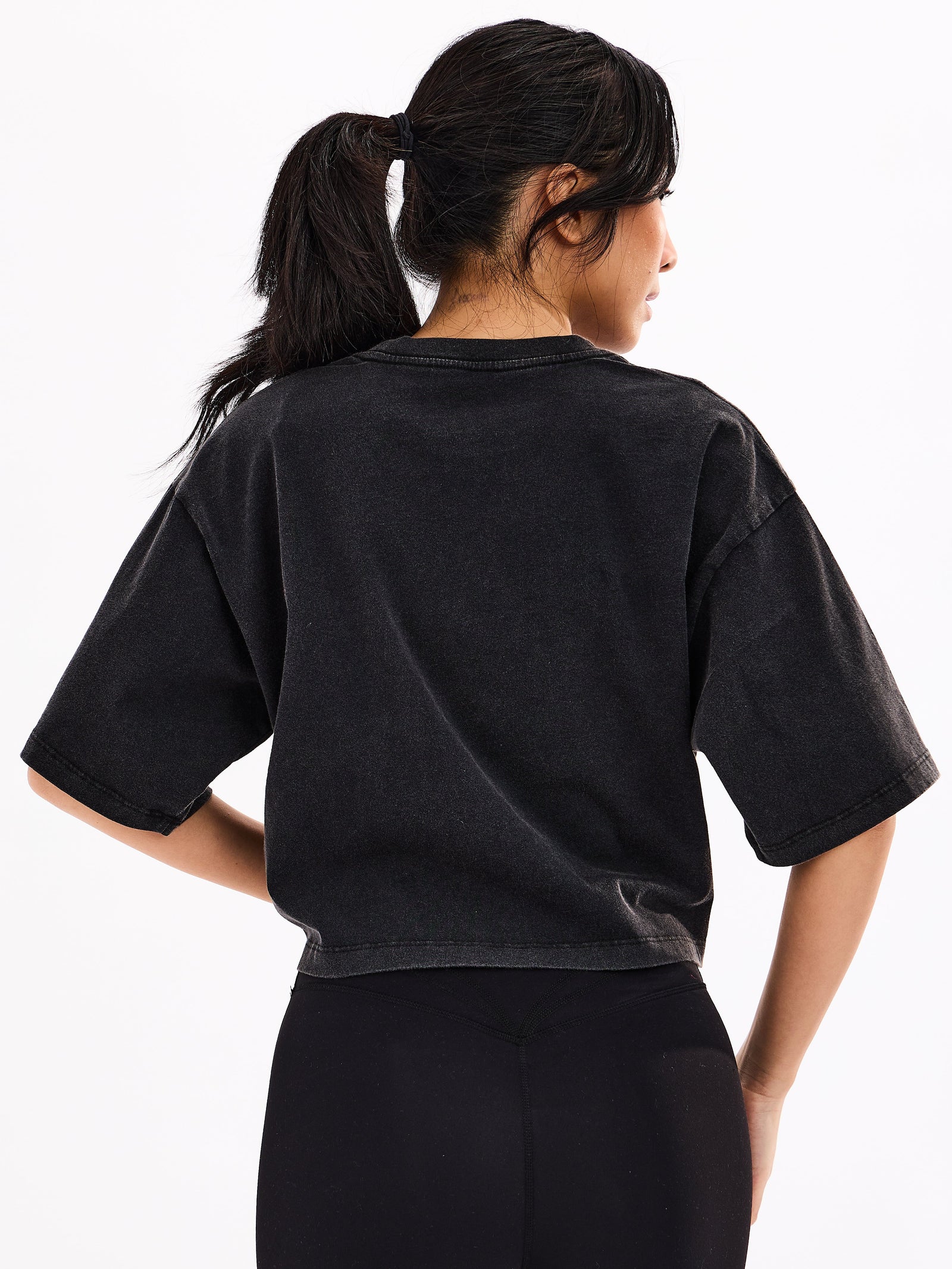 Throw Back Crop Tee - Vintage Black