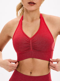 Halter Seamless Sports Bra - Red Ombre