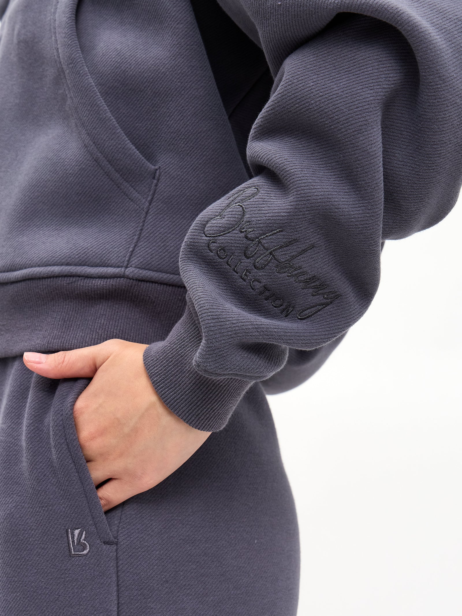 Plush Fleece Zip Hoodie - Blue Steel