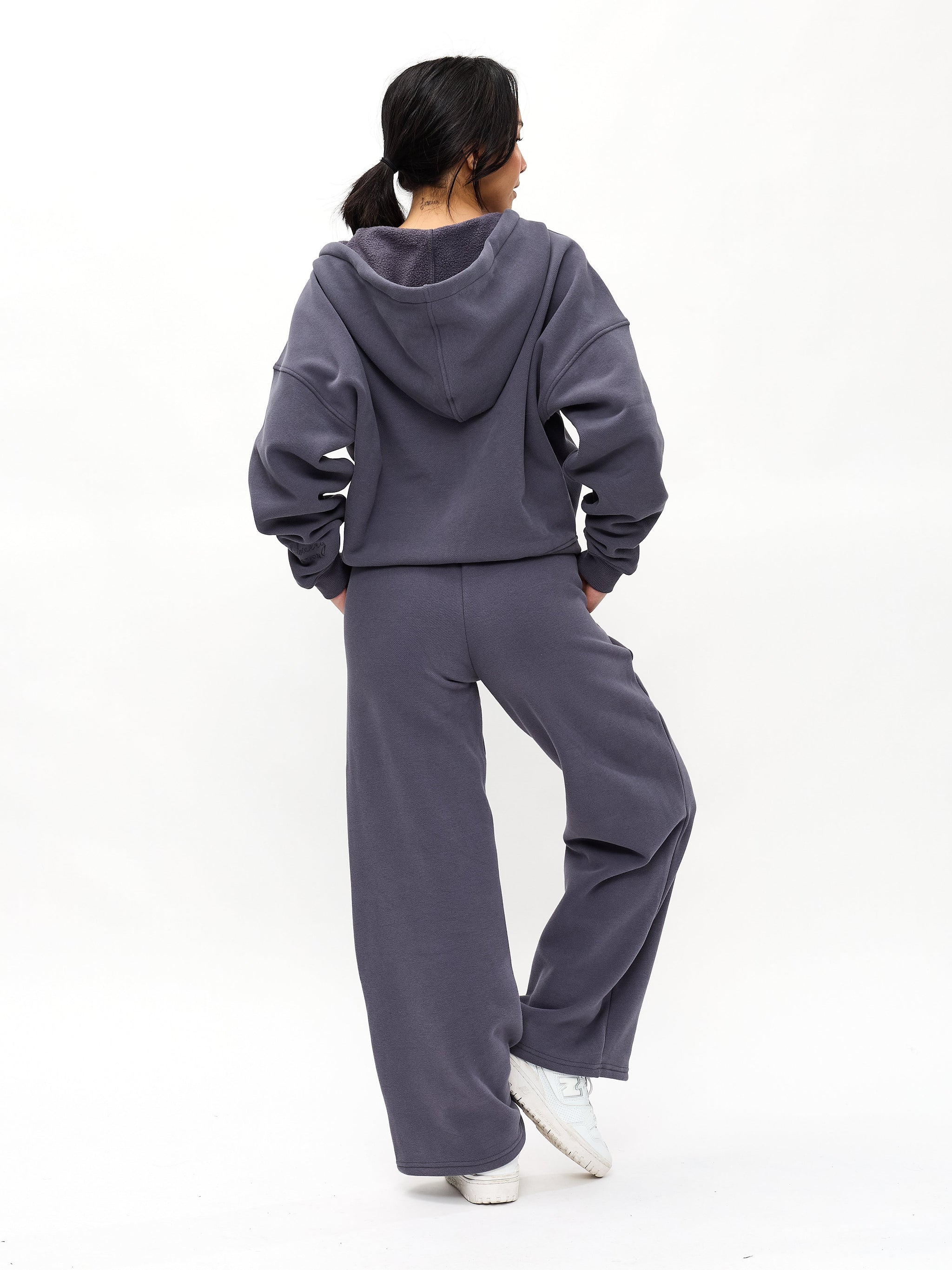 Plush Fleece Zip Hoodie - Blue Steel