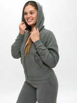 Thumbnail 2 of Plush Fleece Zip Hoodie - Frosted Sage, 2 of 6