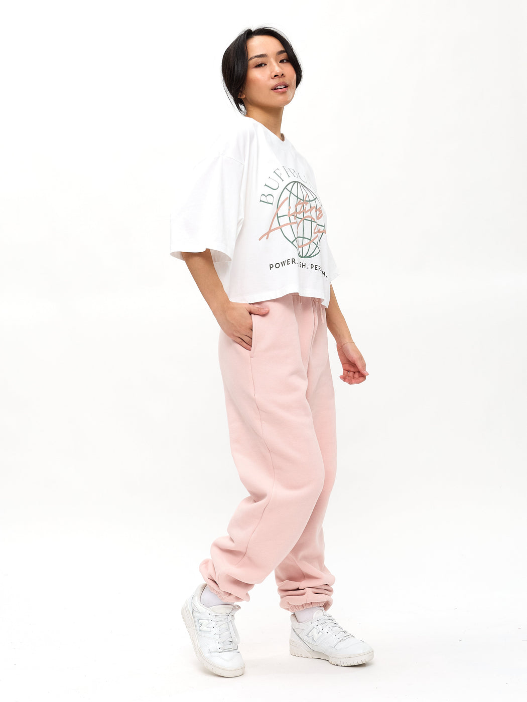 Lifting Club Crop Tee - White