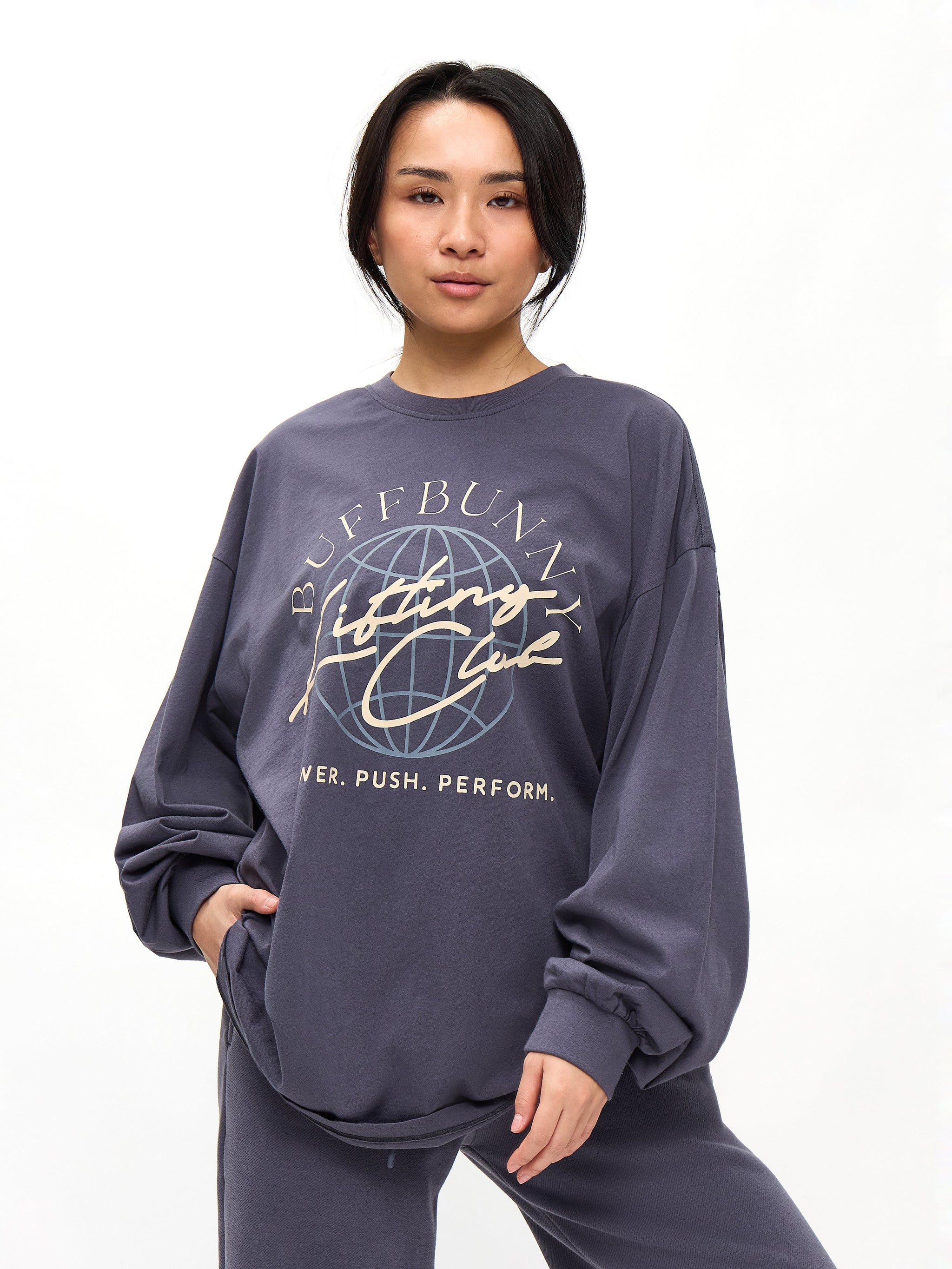 Lifting Club Long Sleeve Tee - Blue Steel