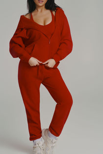 **PREORDER** Threads Zip Hoodie - Lipstick Red