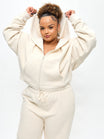 Plush Fleece Zip Hoodie - Oat Milk