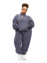 Thumbnail 2 of Plush Fleece Quarter Zip Pullover - Blue Steel, 2 of 5