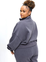 Thumbnail 4 of Plush Fleece Quarter Zip Pullover - Blue Steel, 4 of 5
