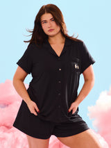 Thumbnail 1 of **PREORDER** Pajama Shorts Set - Black, 1 of 4