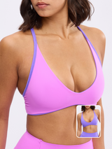 Thumbnail 1 of Girlfriend Reversible Sports Bra - Party Purple / Pop Rocks, 1 of 8