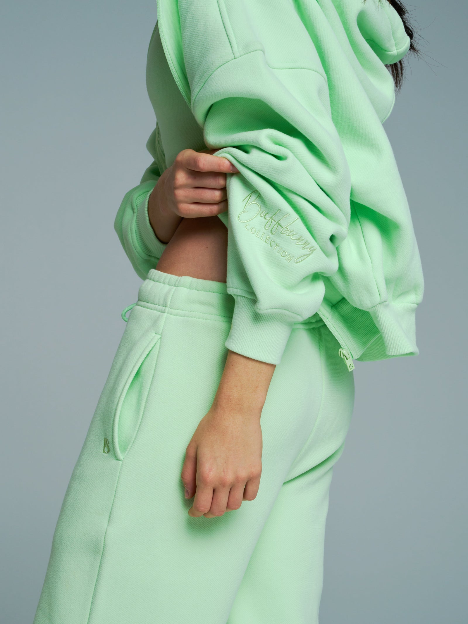 Plush Fleece Zip Hoodie - Honeydew