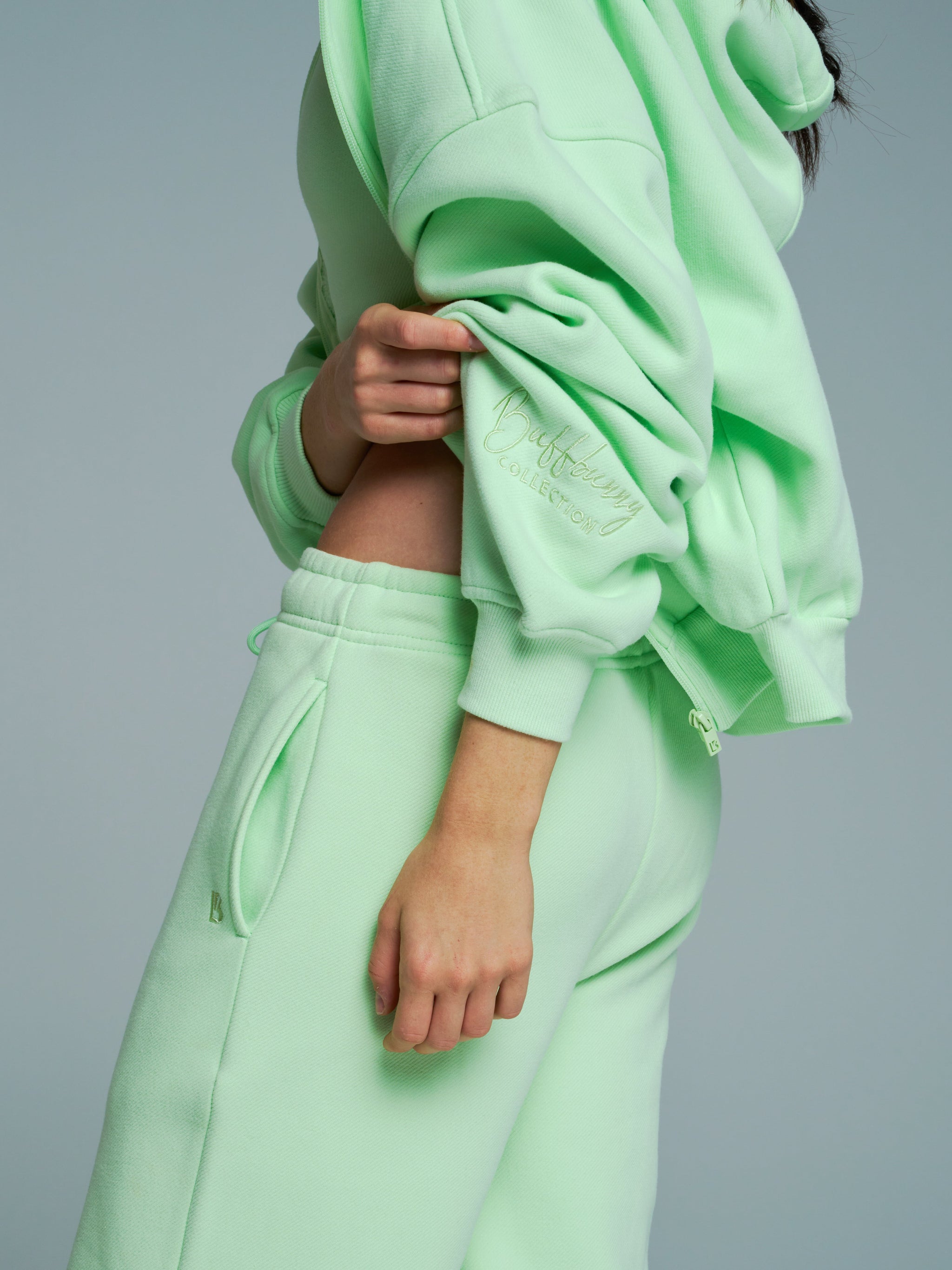 Plush Fleece Zip Hoodie - Honeydew