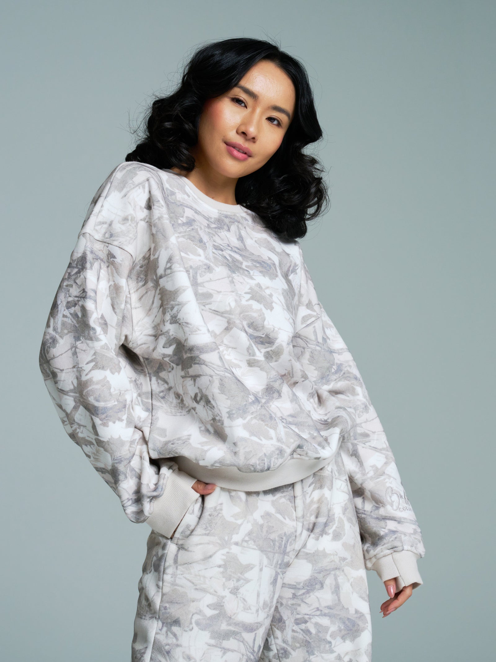 Plush Fleece Crew Pullover - Snow Camo