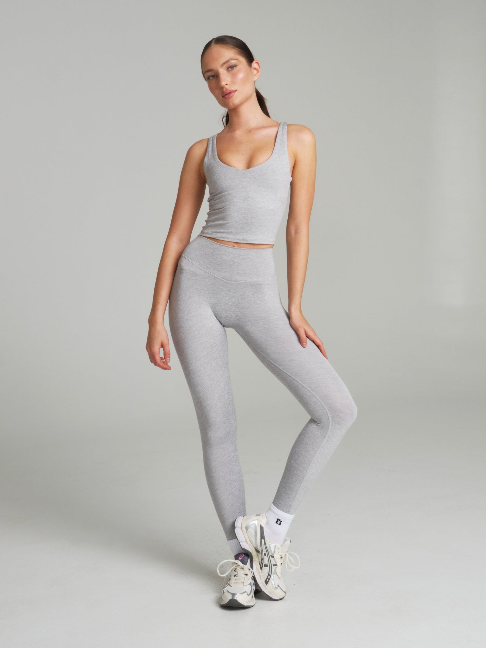 Dream Heather V Neck Tank - Heather Grey