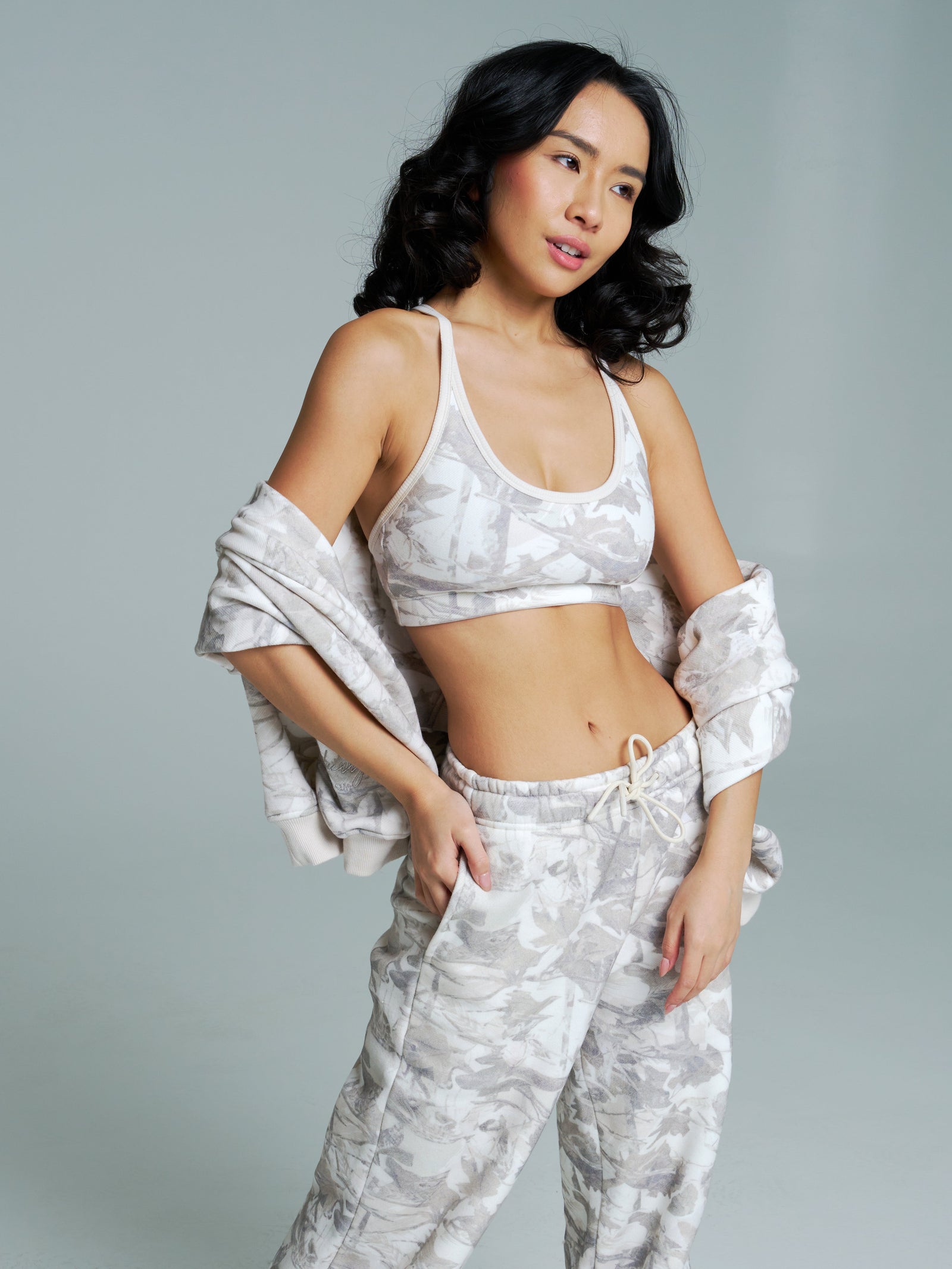 Plush Fleece Bralette - Snow Camo