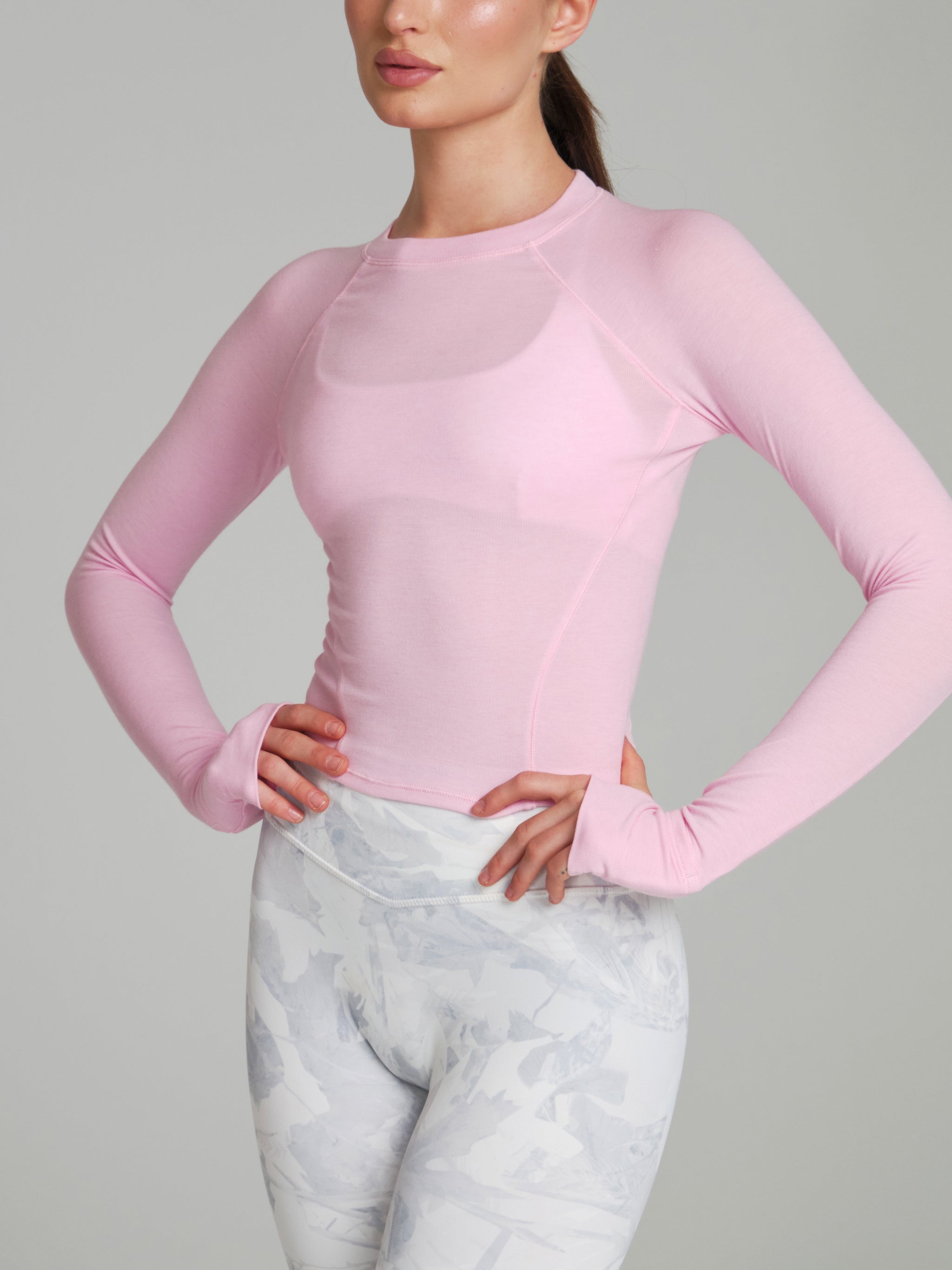Base Layer Long Sleeve Waist Top - Plastic Pink