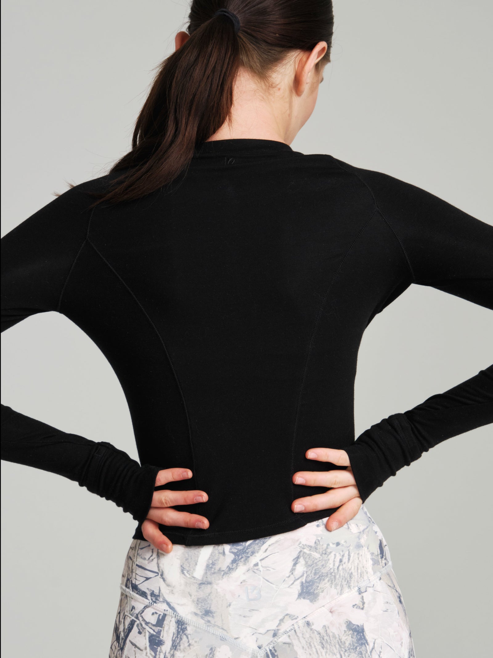 Base Layer Long Sleeve Waist Top - Onyx Black