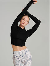 Thumbnail 2 of Base Layer Long Sleeve Waist Top - Onyx Black, 2 of 7