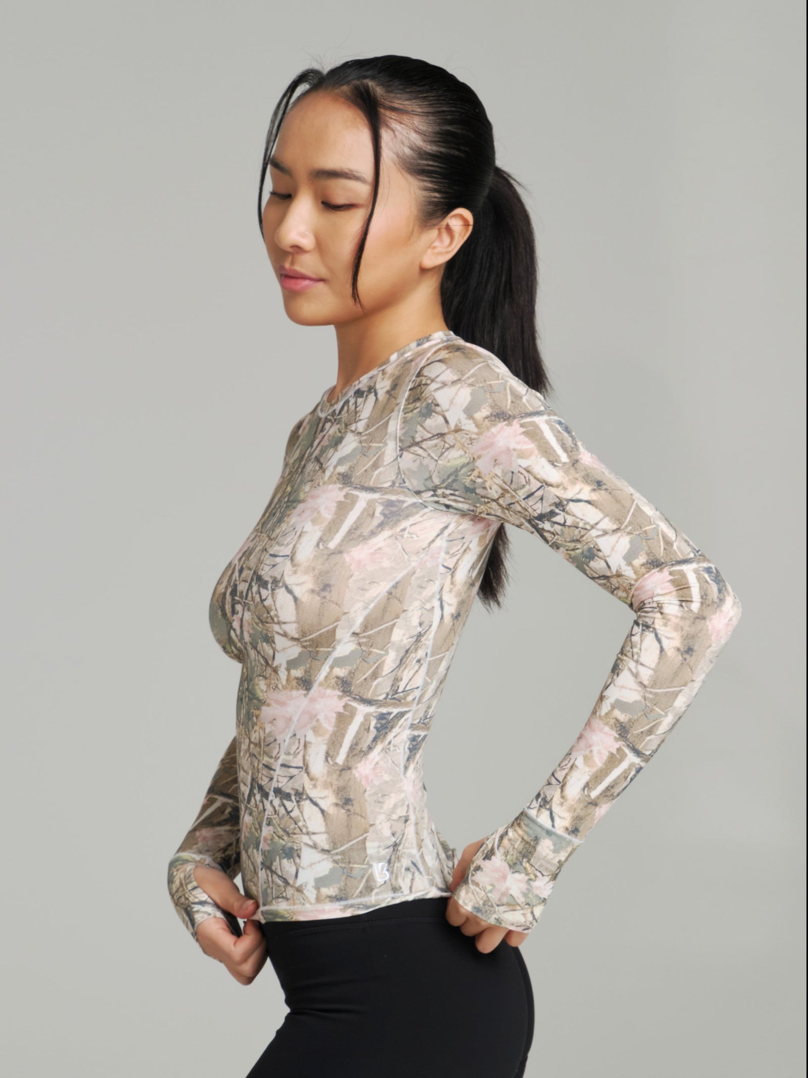 Halo Long Sleeve Hip Tee - Pink Camo