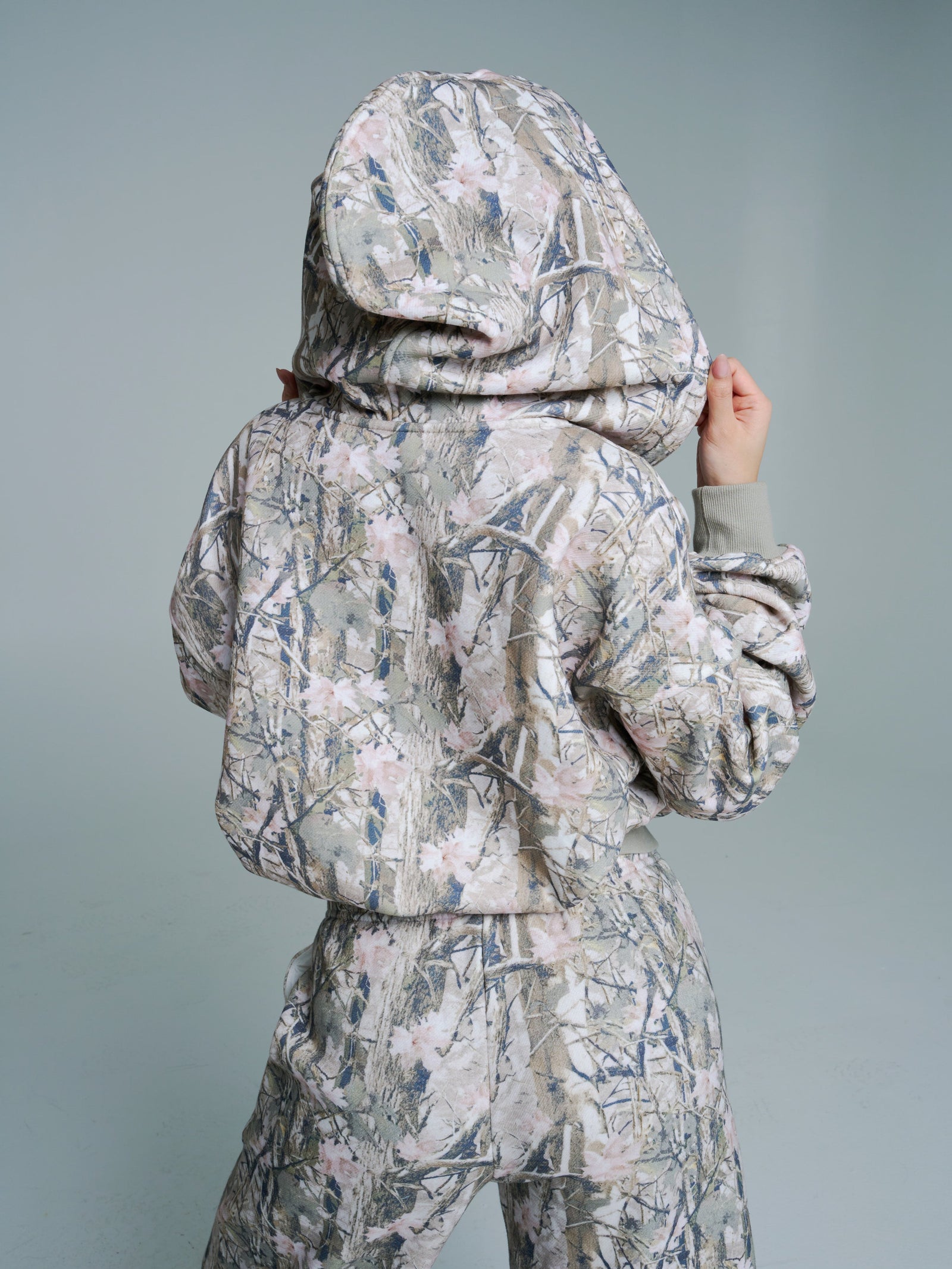 Plush Fleece Zip Hoodie - Pink Camo