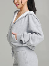 Thumbnail 2 of Plush Fleece Zip Hoodie - Heather Grey, 2 of 9