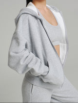 Thumbnail 4 of Plush Fleece Zip Hoodie - Heather Grey, 4 of 9