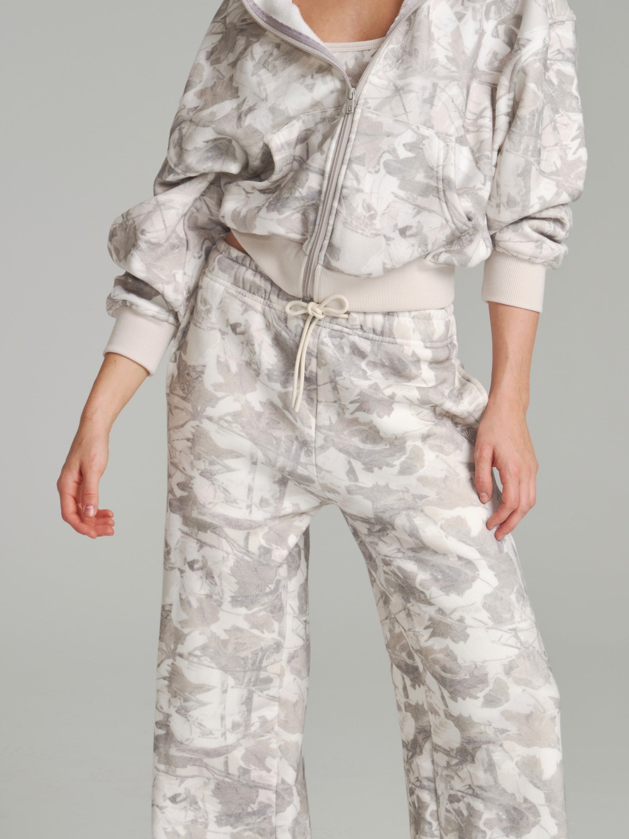 Plush Fleece Zip Hoodie - Snow Camo