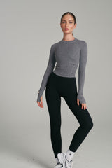 Thumbnail 4 of Base Layer Long Sleeve Waist Top - Heather Grey, 4 of 5